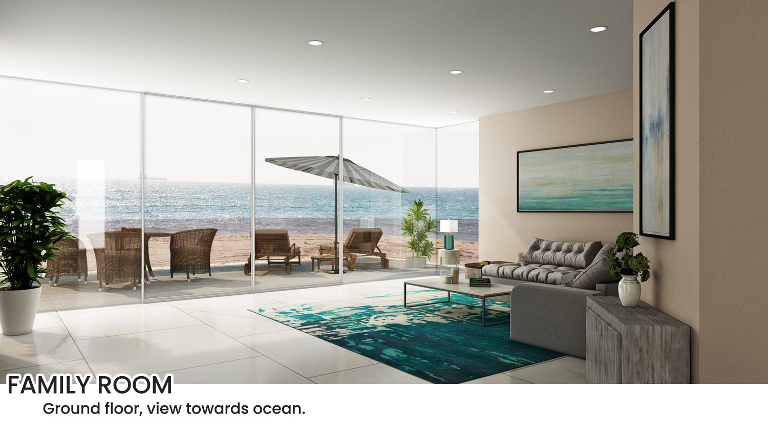 Ground floor - Family Room - view toward the ocean